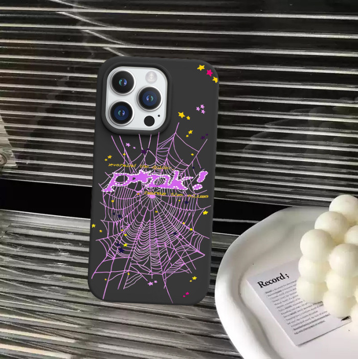 Spider Web Alphabet Large-Hole Frosted Phone Case 9 colors