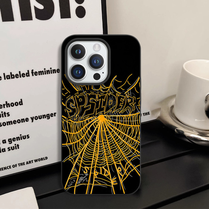 Spider Web Alphabet Large-Hole Frosted Phone Case 9 colors