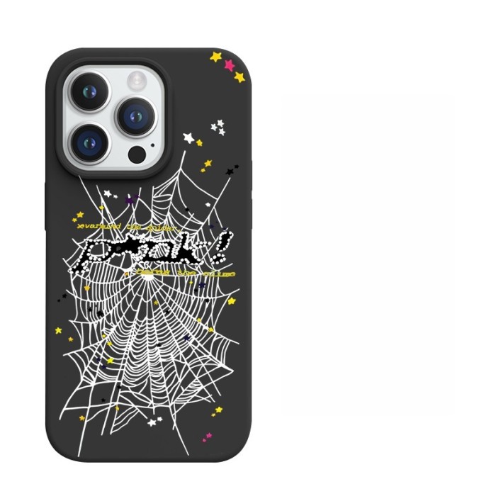 Spider Web Alphabet Large-Hole Frosted Phone Case 9 colors