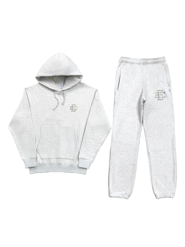 1:1 quality version Colorful Diamonds Logo Gray Hoodie & Pants Set 28685199