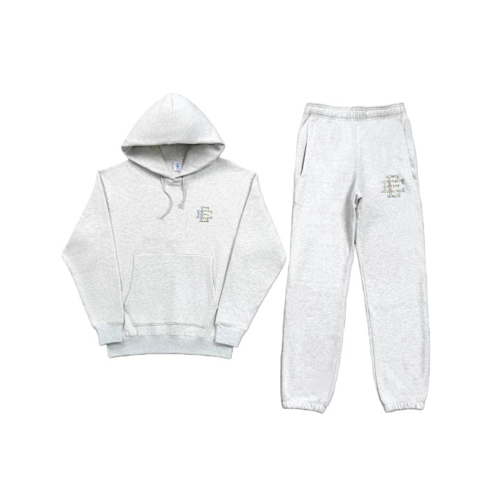 1:1 quality version Colorful Diamonds Logo Gray Hoodie & Pants Set 28685199