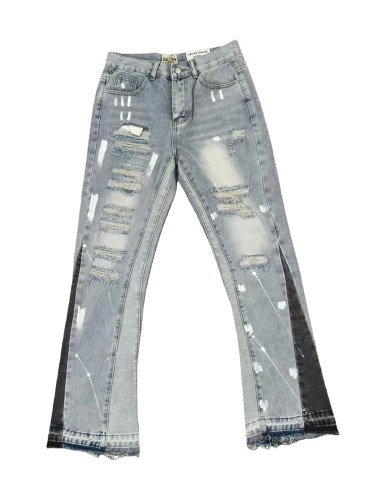 [buy more save more] Painted Ripped Patchwork Denim Jeans 28687368