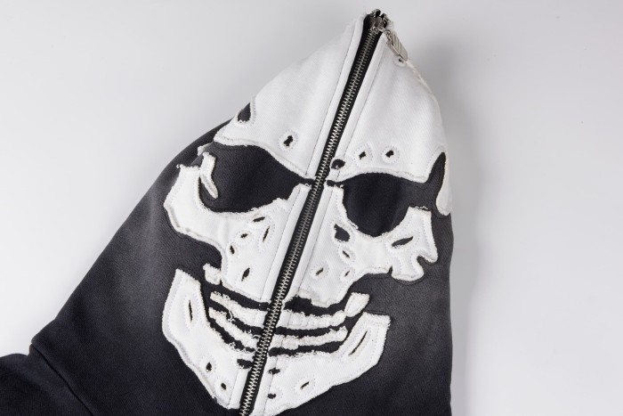 Skull Bone Embroidered Hoodie 28687417
