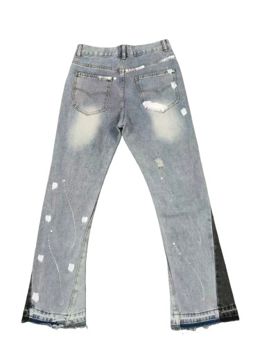 [buy more save more] Painted Ripped Patchwork Denim Jeans 28687368