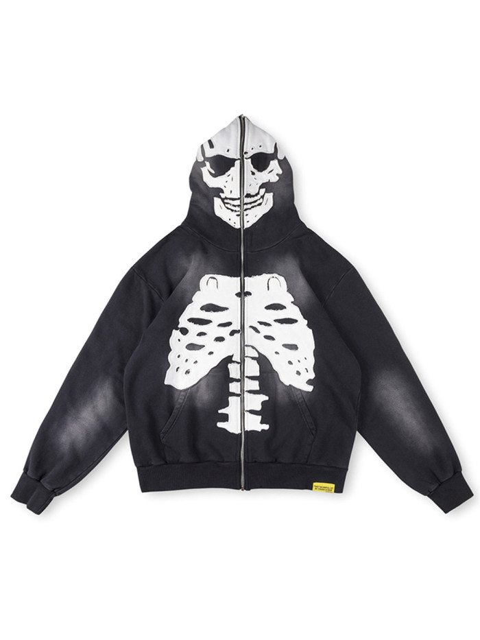 Skull Bone Embroidered Hoodie 28687417