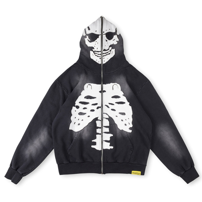 Skull Bone Embroidered Hoodie 28687417