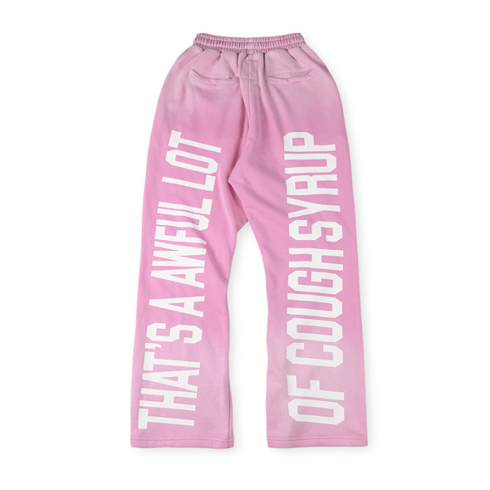 Cracked Letter Print Washed Version Hoodie & Pants Set 2 colors 28688378