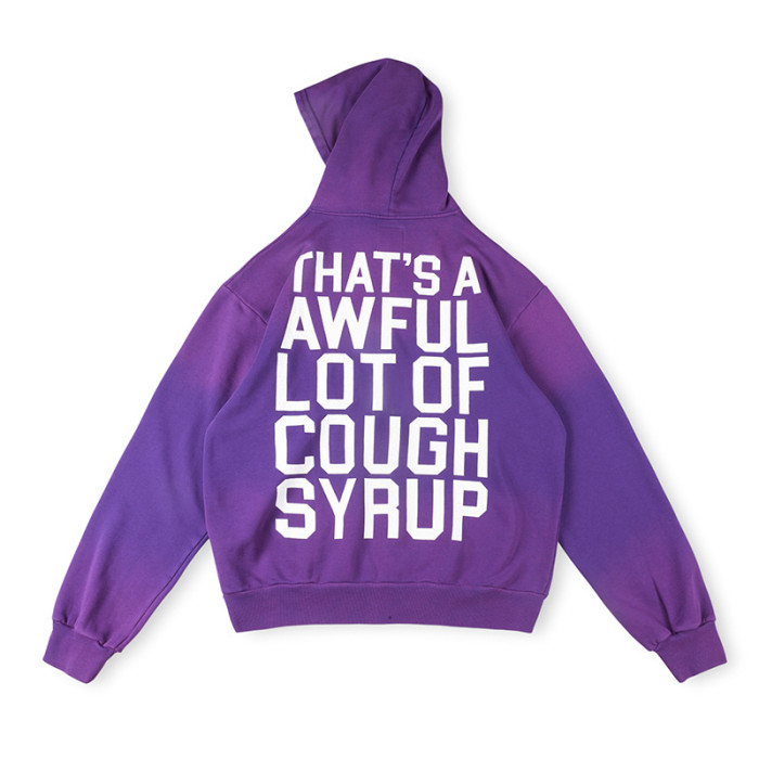 Cracked Letter Print Washed Version Hoodie & Pants Set 2 colors 28688378