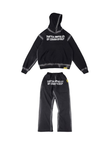 Letter Print Washed Version Hoodie & Pants Set 28688392