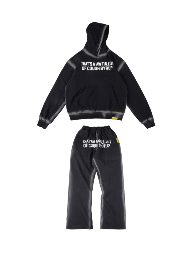 Letter Print Washed Version Hoodie & Pants Set 28688392