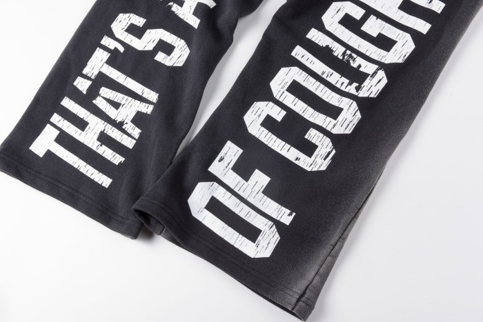 Letter Print Washed Version Hoodie & Pants Set 28688392