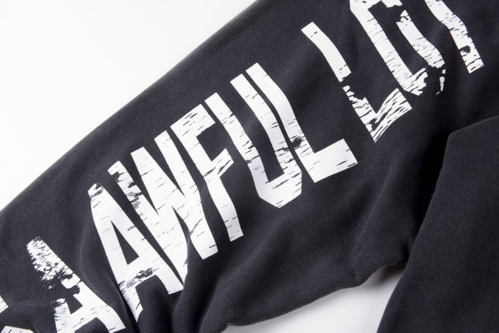 Letter Print Washed Version Hoodie & Pants Set 28688392