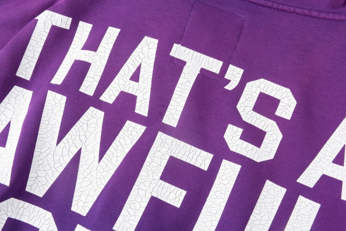 Cracked Letter Print Washed Version Hoodie & Pants Set 2 colors 28688378