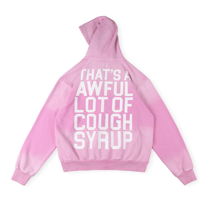 Cracked Letter Print Washed Version Hoodie & Pants Set 2 colors 28688378