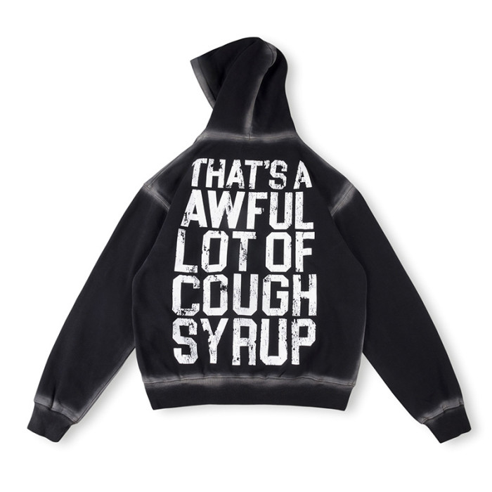 Letter Print Washed Version Hoodie & Pants Set 28688392