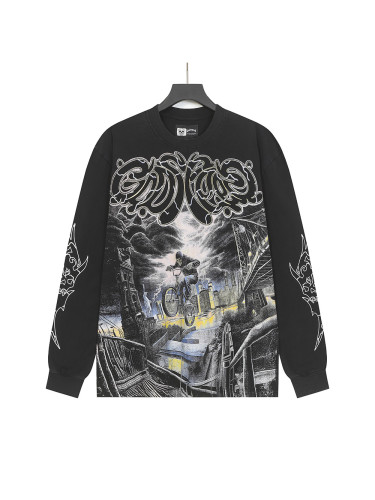 Skeleton City Cycling Print Long Sleeve T-Shirt 2 colors 28690405