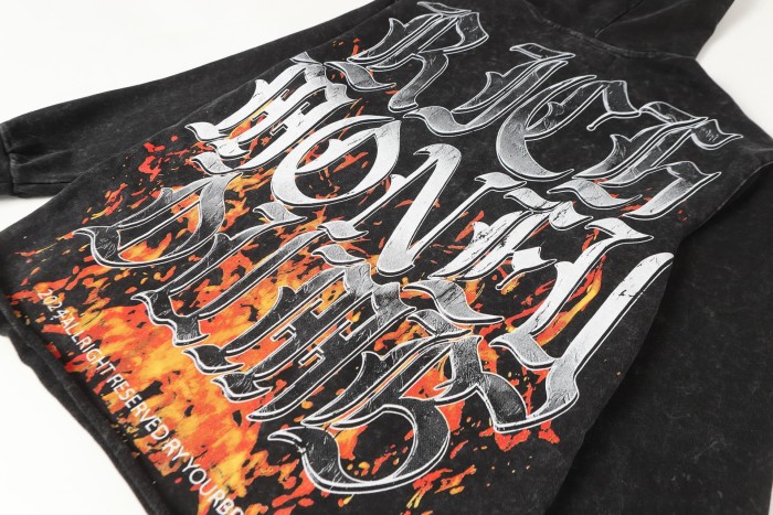 Skeleton Dollar Letter Print Washed Hoodie 2 colors 28690404