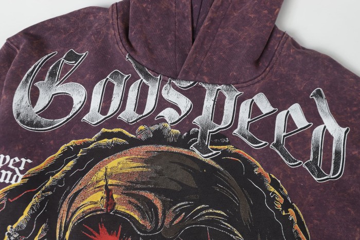 Skeleton Dollar Letter Print Washed Hoodie 2 colors 28690404