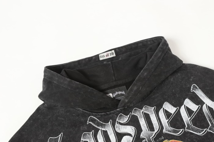 Skeleton Dollar Letter Print Washed Hoodie 2 colors 28690404