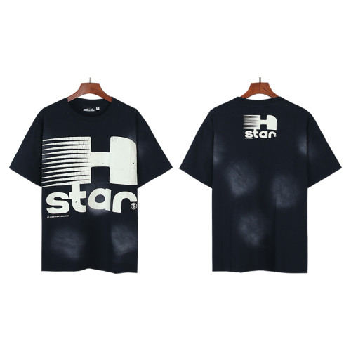 [Buy Two Get One Free]Large H Letter Logo Print Washed Version Tee 28690399