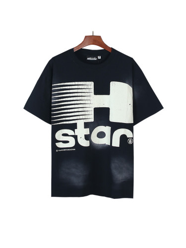 [Buy Two Get One Free]Large H Letter Logo Print Washed Version Tee 28690399