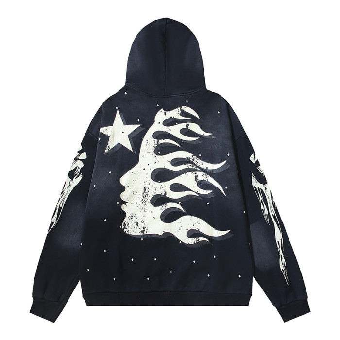 Full Star Creative Letter Logo Washed Version Hoodie & Pants Set 2 colors
