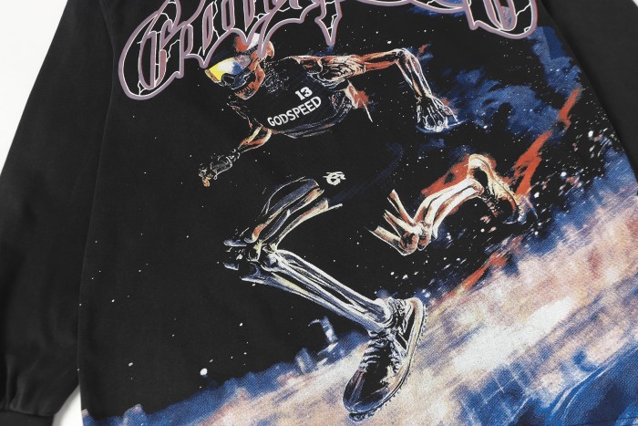 Skeleton Skate Print Washed Versiion Long Sleeve T-Shirt 2 colors 28691920