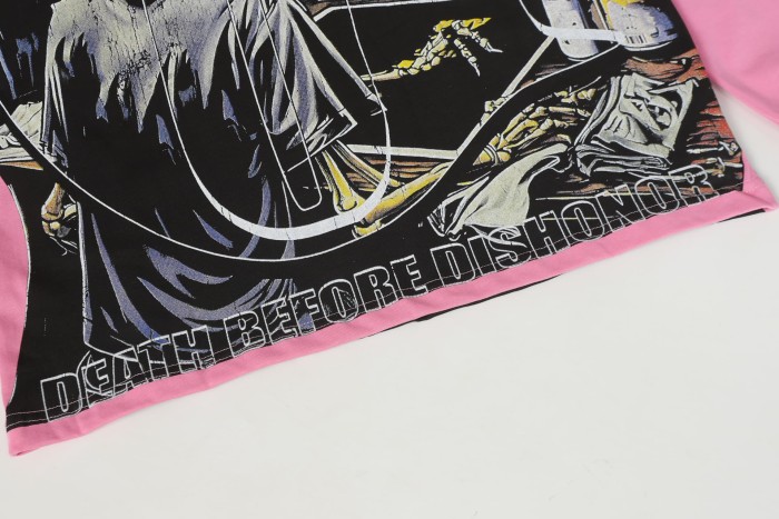 Skeleton Screen-Printed Clothing Washed Version Long Sleeve T-Shirt 2 colors 28691923