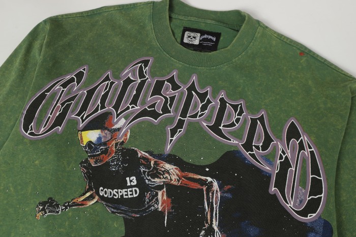 Skeleton Skate Print Washed Versiion Long Sleeve T-Shirt 2 colors 28691920