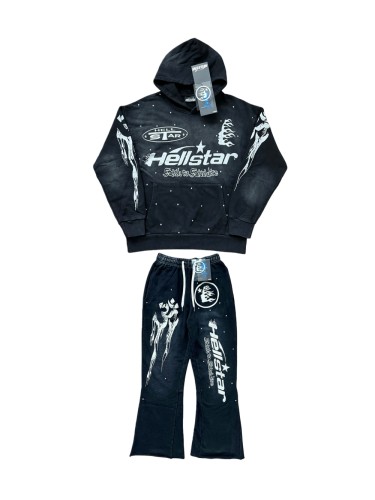 Full Star Creative Letter Logo Washed Version Hoodie & Pants Set 2 colors
