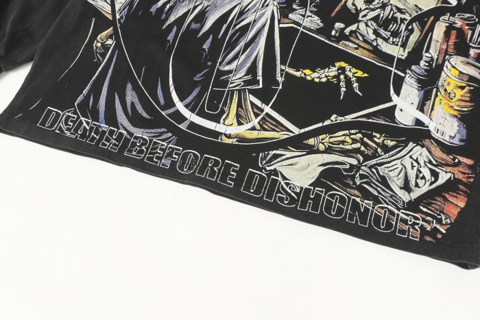 Skeleton Screen-Printed Clothing Washed Version Long Sleeve T-Shirt 2 colors 28691923