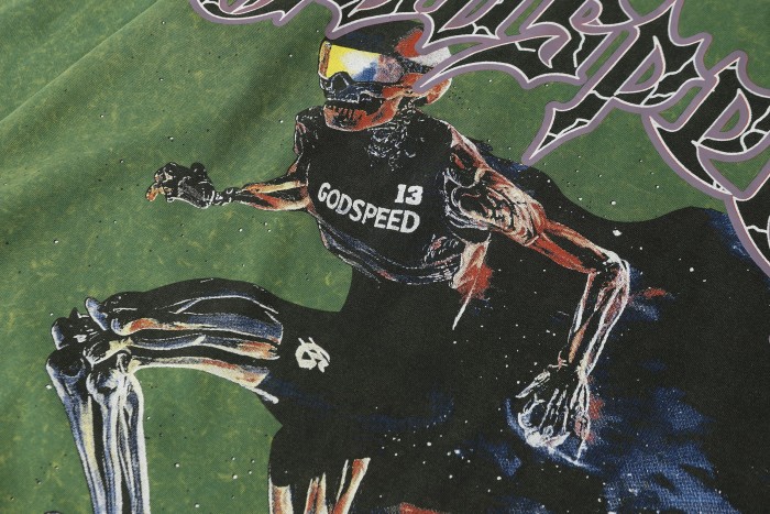 Skeleton Skate Print Washed Versiion Long Sleeve T-Shirt 2 colors 28691920