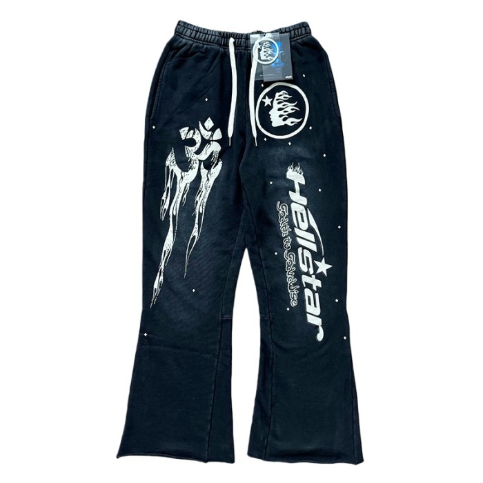 Full Star Creative Letter Logo Washed Version Hoodie & Pants Set 2 colors