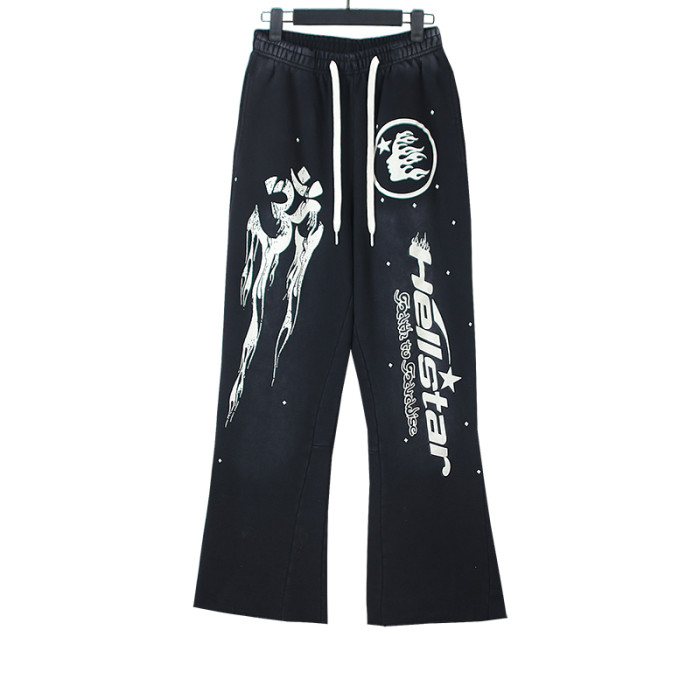 Full Star Creative Letter Logo Washed Version Hoodie & Pants Set 2 colors