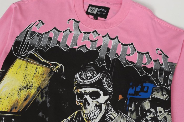 Skeleton Screen-Printed Clothing Washed Version Long Sleeve T-Shirt 2 colors 28691923