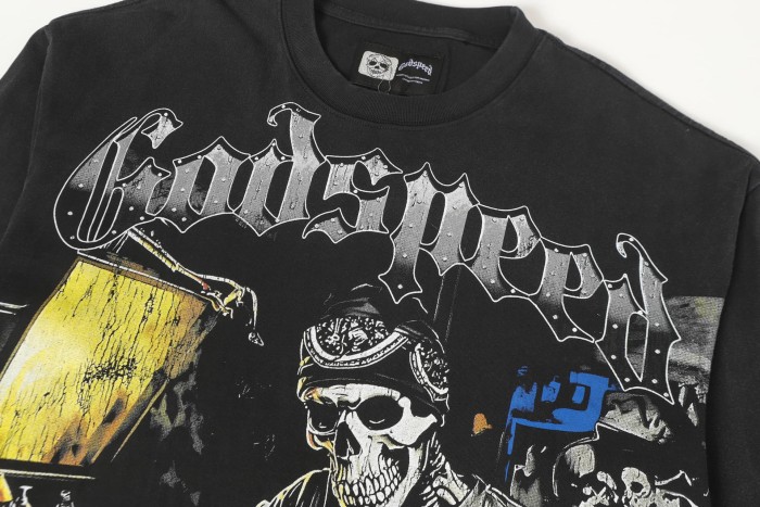 Skeleton Screen-Printed Clothing Washed Version Long Sleeve T-Shirt 2 colors 28691923