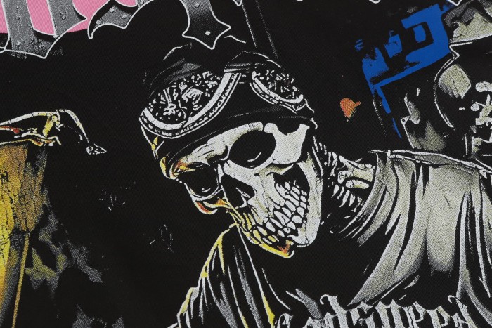 Skeleton Screen-Printed Clothing Washed Version Long Sleeve T-Shirt 2 colors 28691923