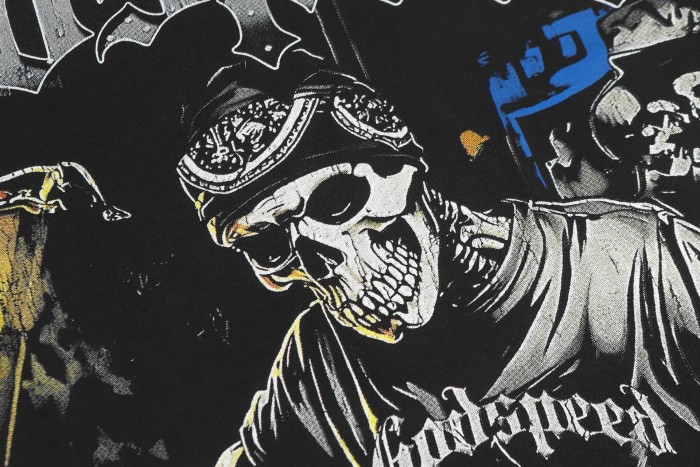 Skeleton Screen-Printed Clothing Washed Version Long Sleeve T-Shirt 2 colors 28691923