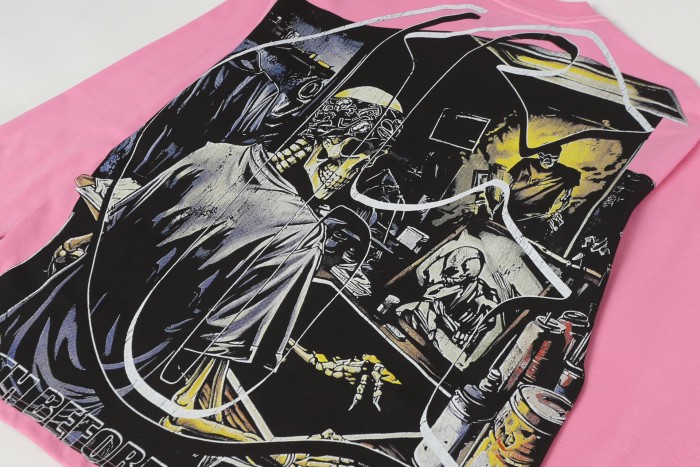 Skeleton Screen-Printed Clothing Washed Version Long Sleeve T-Shirt 2 colors 28691923