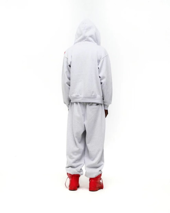 [Big & Tall for weights up to 220 lbs]1:1 quality version Red Letter Print Zipper Hoodie & Pants Set 28692870