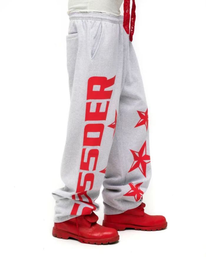 [Big & Tall for weights up to 220 lbs]1:1 quality version Red Letter Print Zipper Hoodie & Pants Set 28692870