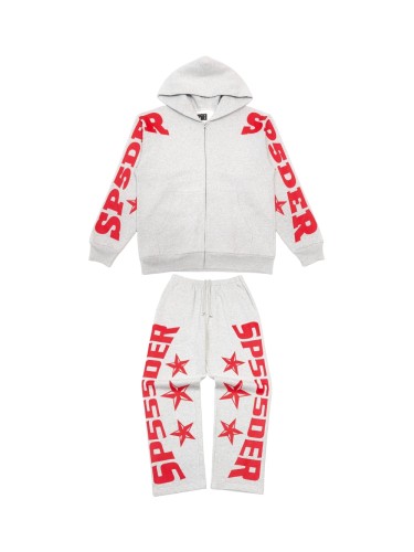 [Big & Tall for weights up to 220 lbs]1:1 quality version Red Letter Print Zipper Hoodie & Pants Set 28692870
