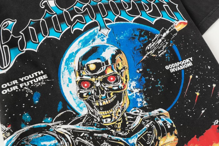 Metal skull firing print Washed Version Tee 2 colors 28694010