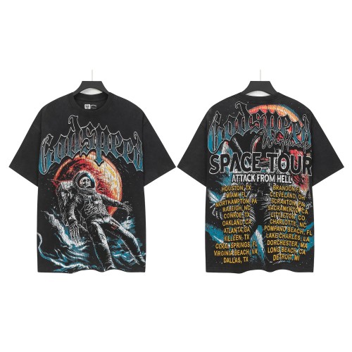 [Buy Two Get One Free]Astronaut Planet Print Washed Version Tee 3 colors 28694025