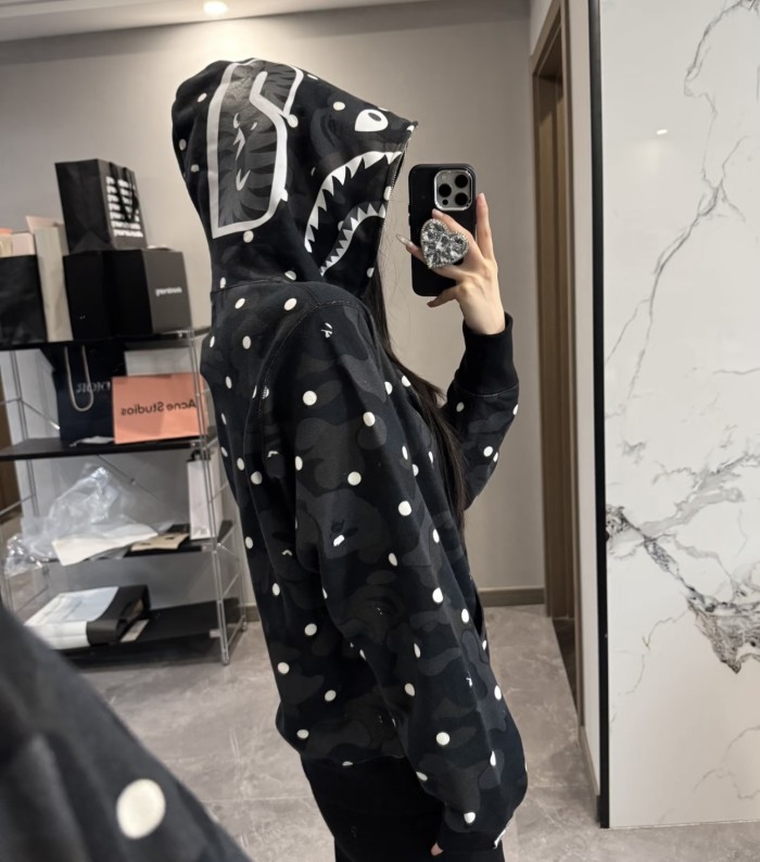  1:1 quality version Polka Dot Shark Zipper Hoodie 28690385