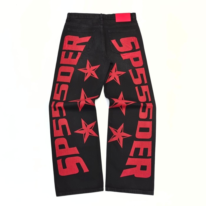 [Big & Tall for weights up to 220 lbs]1:1 quality version Red Letter Print Washed Distressed Jeans 28694085