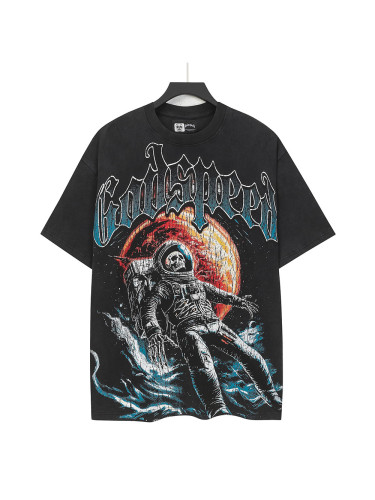 [Buy Two Get One Free]Astronaut Planet Print Washed Version Tee 3 colors 28694025