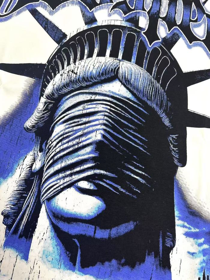Masked Statue of Liberty Print Washed Version Tee 3 colors 28694019