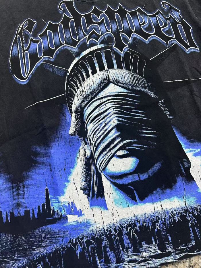 Masked Statue of Liberty Print Washed Version Tee 3 colors 28694019