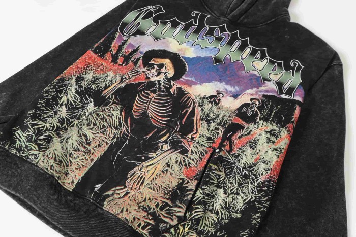 Field Farmer Skull Print Washed Hoodie 2 colors 28696538